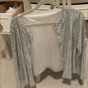 silver sequined cardigan